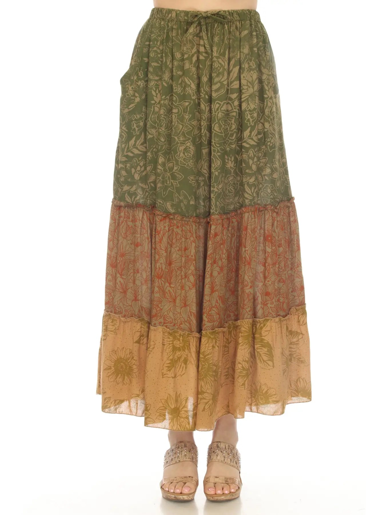 Cactus Garden Tiered Maxi Skirt
