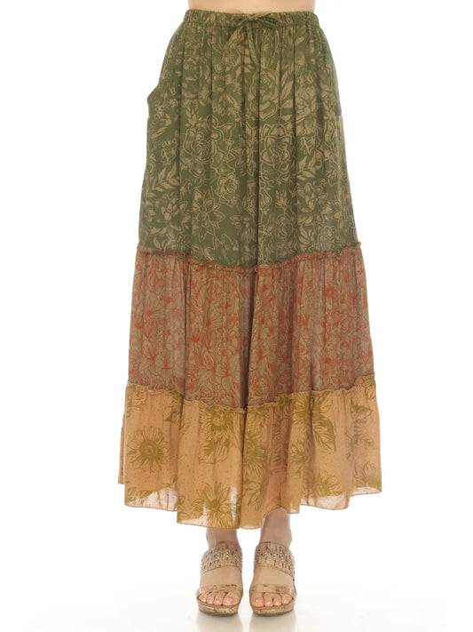 Cactus Garden Tiered Maxi Skirt
