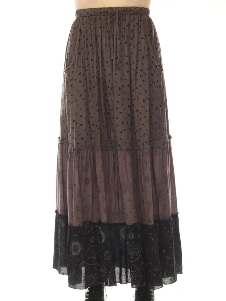 Celestial Patchwork Tiered Skirt