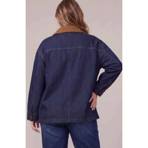 Plus Size Washed Denim Barn Jacket