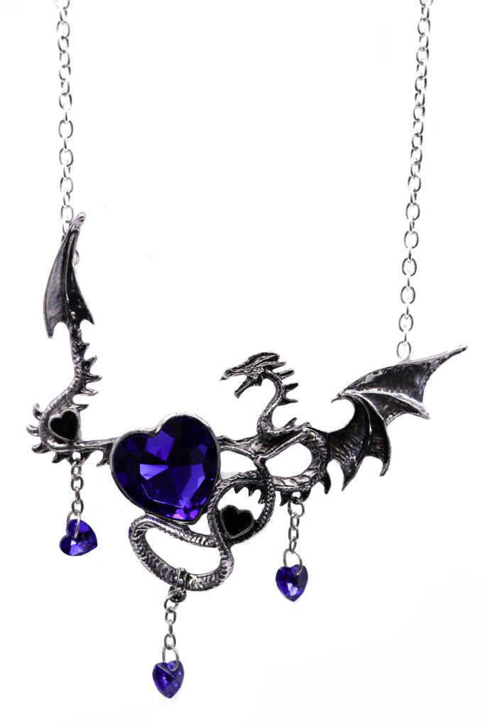 Dragon Necklace With Blue Heart Pendant