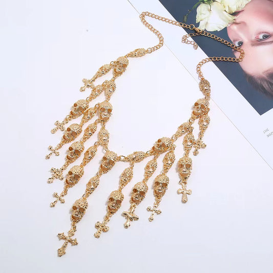 Cross And Skulls Layered Necklace
