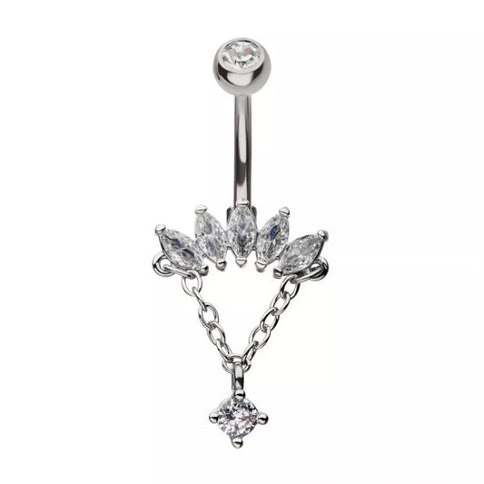 5 Marquise Gems With 1 Round Gem On Chain