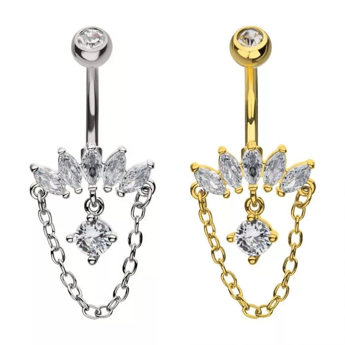 5 Marquise Gems With Chain & Round Gem