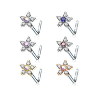 5 Petal Flower L-Shape Nose Stud 20g