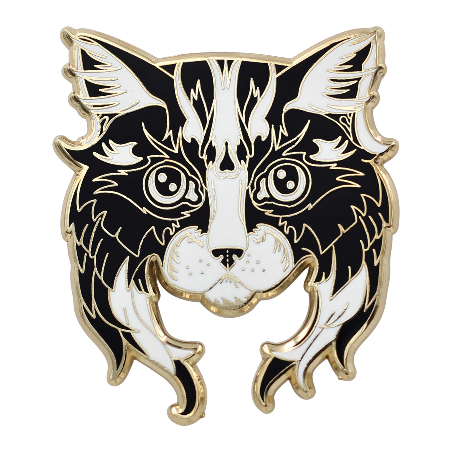 Back and white cat pin