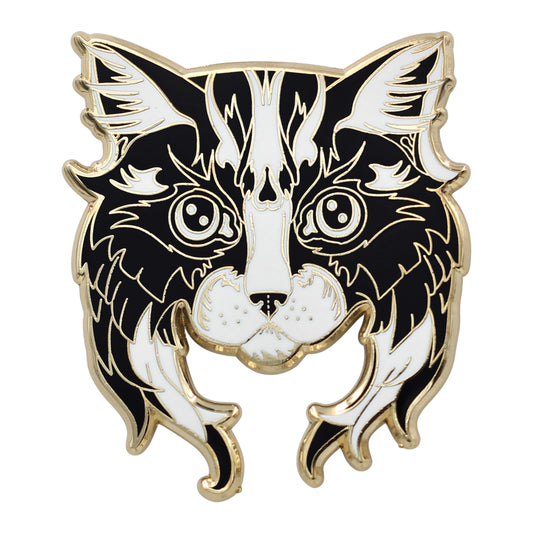Back and white cat pin