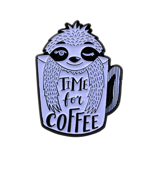 Time for Coffee Sloth Pin