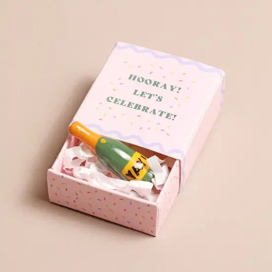 Champagne Tiny Matchbox Ceramic Token