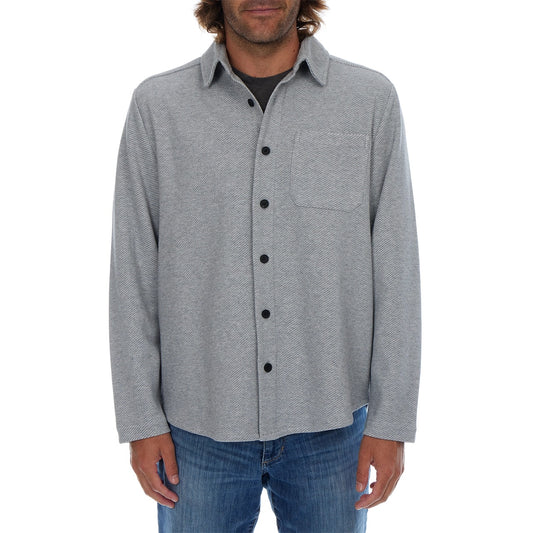 Subtle Diagonal Textured Solid Shacket Shirt Jacket