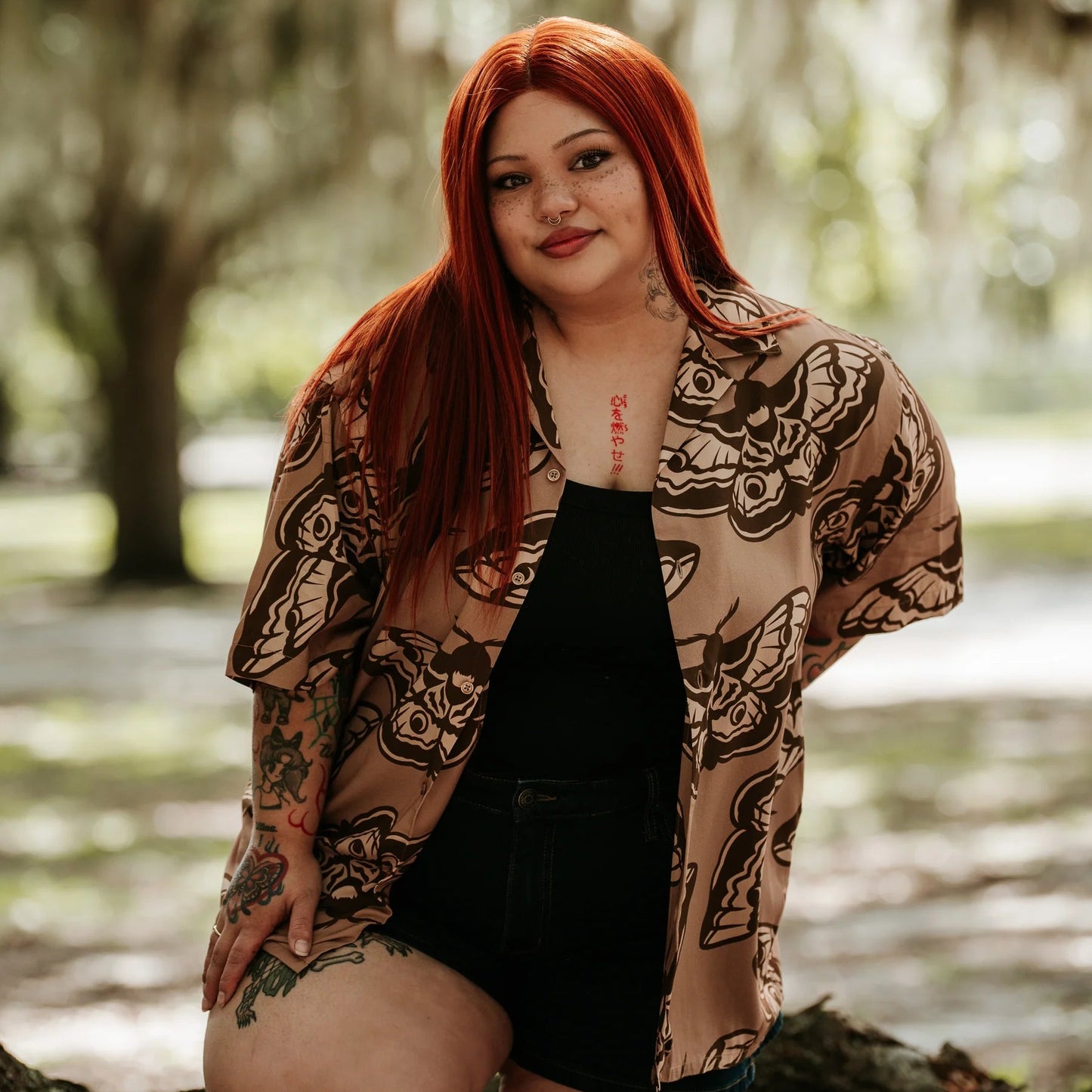 Giant Peacock Moth Button Up
