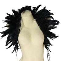 Black Feather Shoulder Cape With Lace
