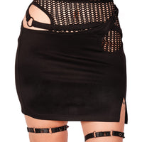 Punk Fisnet Cross Mini Skirt
