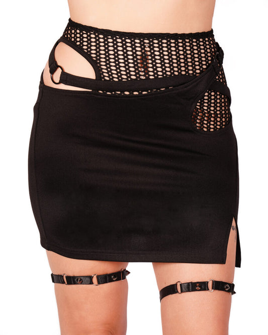Punk Fisnet Cross Mini Skirt