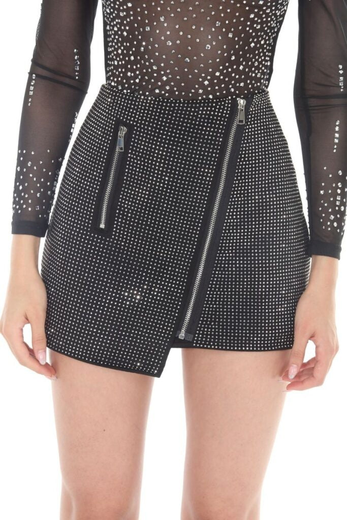 Rhinestone Assymetrical Skirt