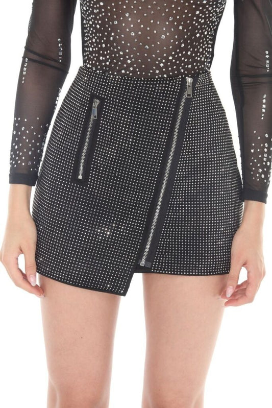 Rhinestone Assymetrical Skirt