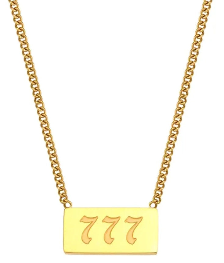 777 Angel Number Talisman Layering Necklace Waterproof