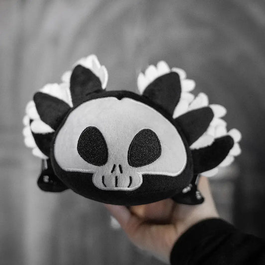 Black And White Spooksalotl The Axolotl Plush Toy