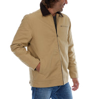 Nolan Cotton Corduroy Collared Zip Up Jacket - Tan Khaki