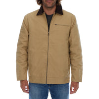 Nolan Cotton Corduroy Collared Zip Up Jacket - Tan Khaki