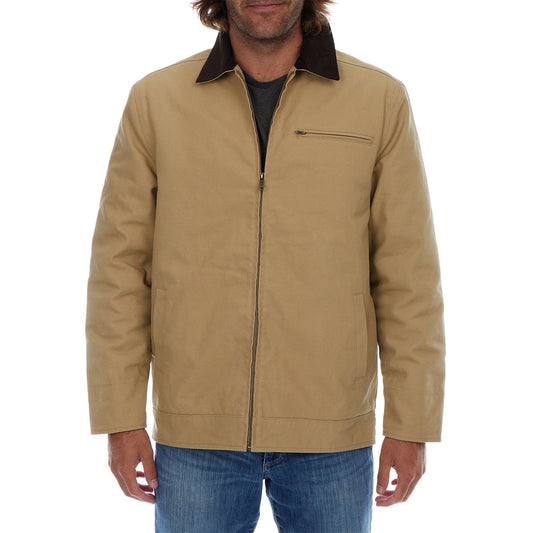Nolan Cotton Corduroy Collared Zip Up Jacket - Tan Khaki
