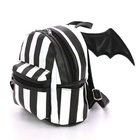 Bat Wing Stripe Mini Backpack In Black And White