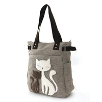 Lovely Cats with Faux Fur and Studs Canvas Tote Bag