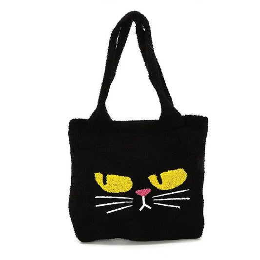 Furry Black Cat Tote