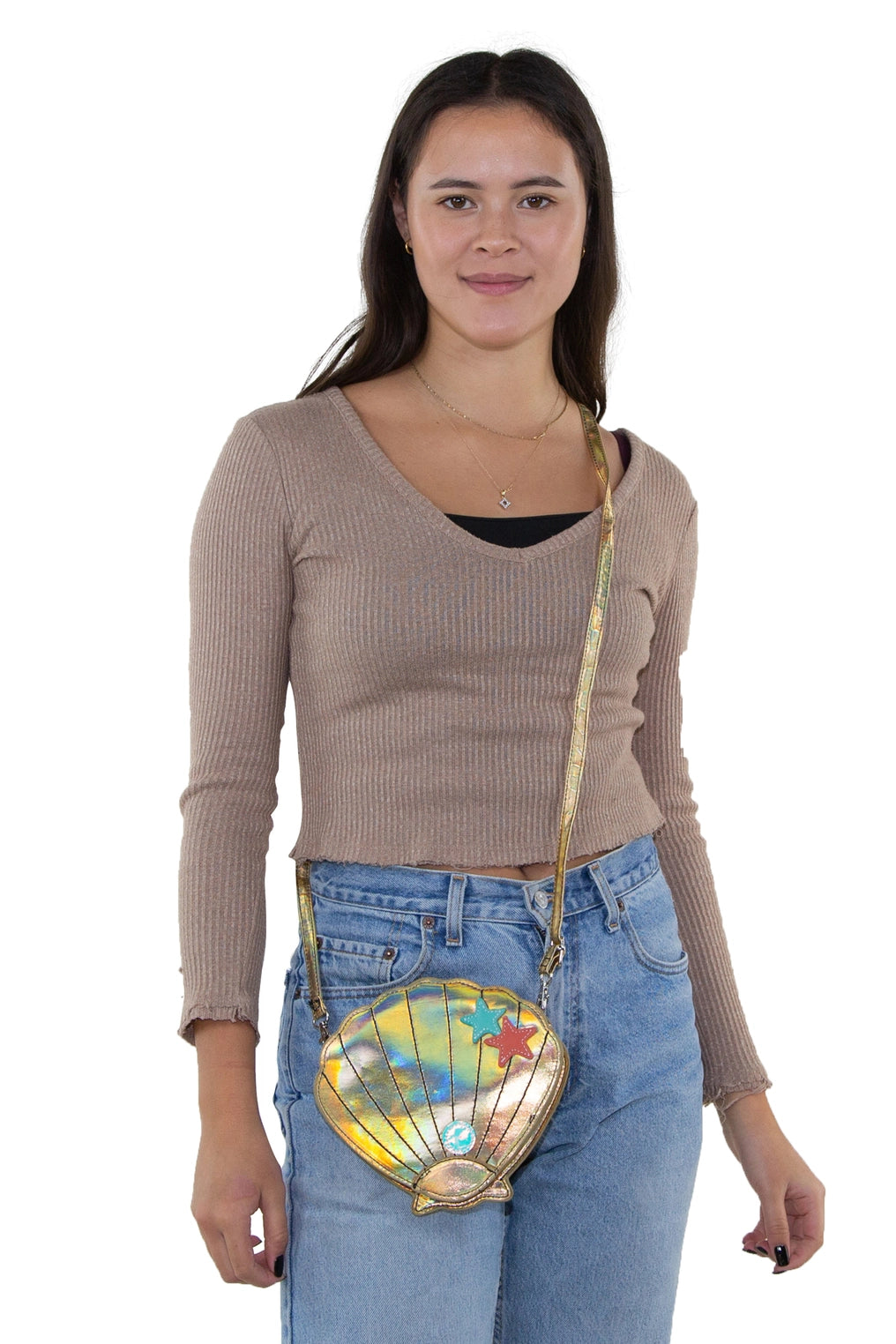 Golden Sea Shell Shoulder Crossbody Bag
