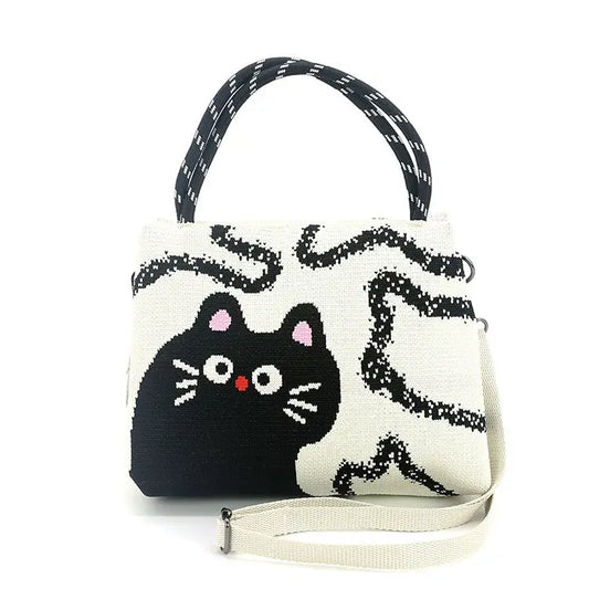 2 Pcs Handheld Black Cat Bag