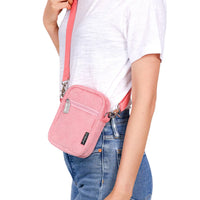 Pink Small Crossbody Shoulder Bag Festival Retro Corduroy