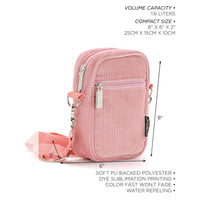 Pink Small Crossbody Shoulder Bag Festival Retro Corduroy