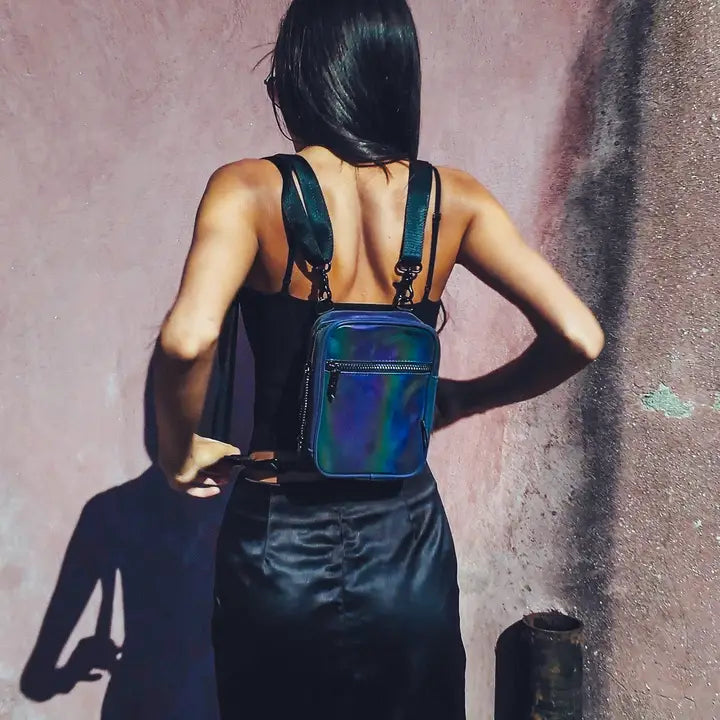 Crossbody Sling Bag Reflective Rainbow