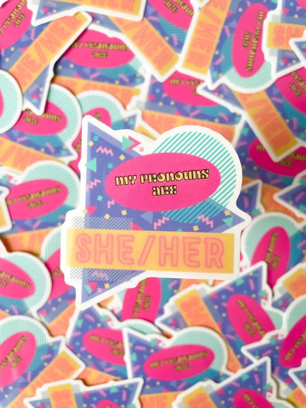 90s She / Her Pronoun Sticker