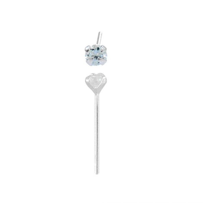 Prong Set 2.5mm Clear Gem Nose Pin
