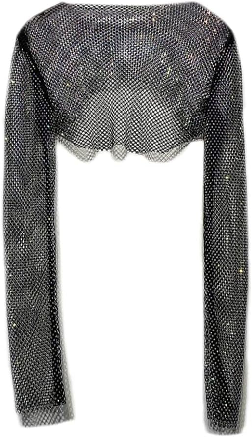 Rhinestone Mesh Crop Top