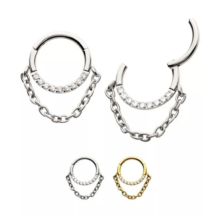 Incrustation de 9 pierres précieuses avec chaîne