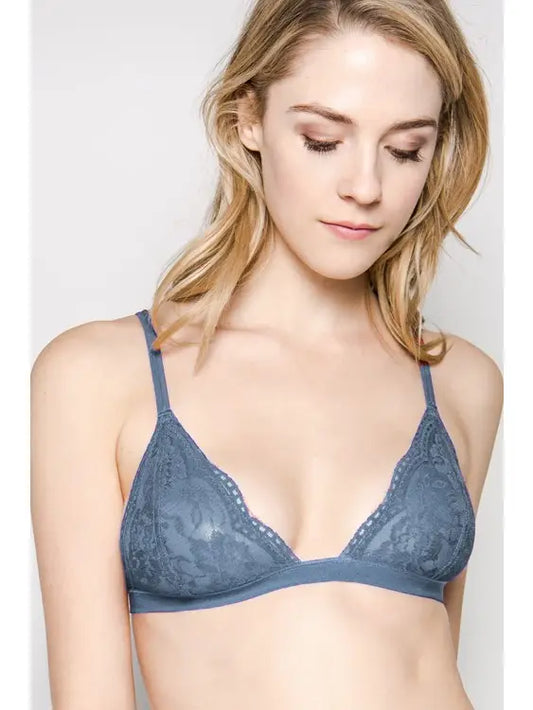 Floral Sheer Lace Triangle Lowcut Mesh Lined Bralette