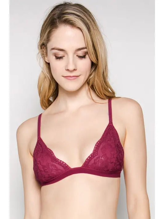 Floral Sheer Lace Triangle Lowcut Mesh Lined Bralette