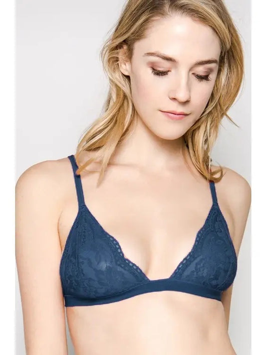 Floral Sheer Lace Triangle Lowcut Mesh Lined Bralette