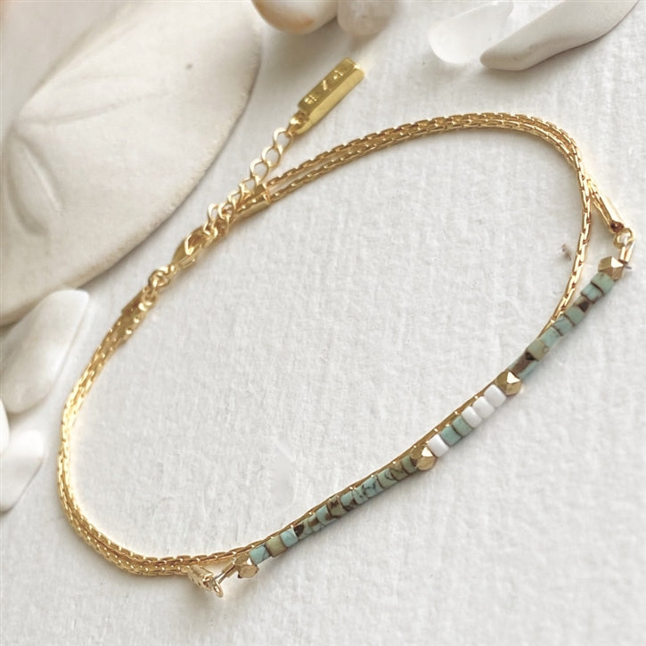 Thompson Hand Beaded Layered Anklet