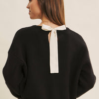 Dolman Sleeve Sweater With Satin Back Tie