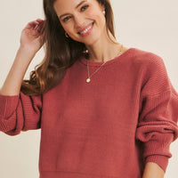 Dolman Sleeve Sweater With Satin Back Tie