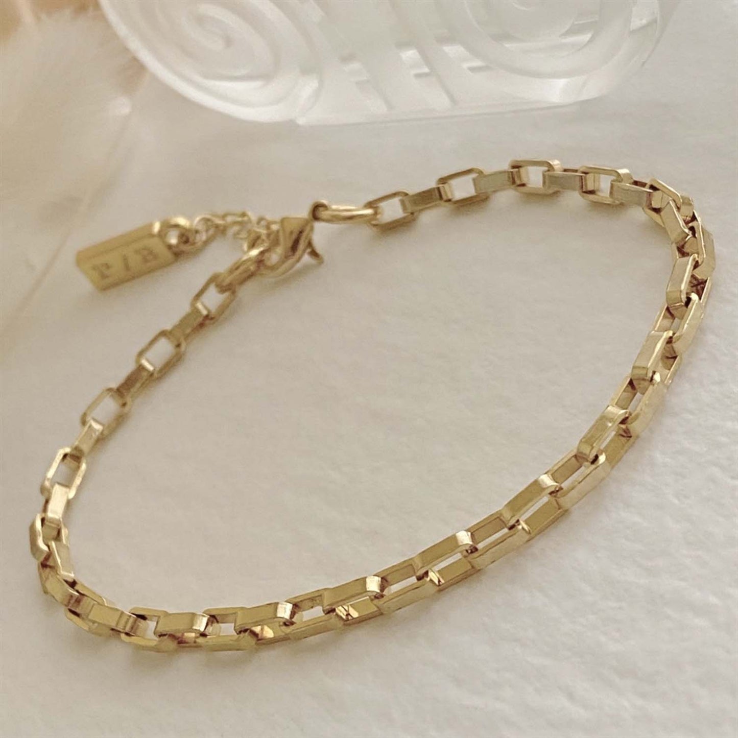 Dua Rectangular Box Chain Anklet