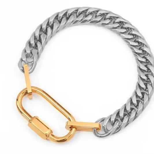 Abby- Carabiner Chunky Stainless Steel Bracelet