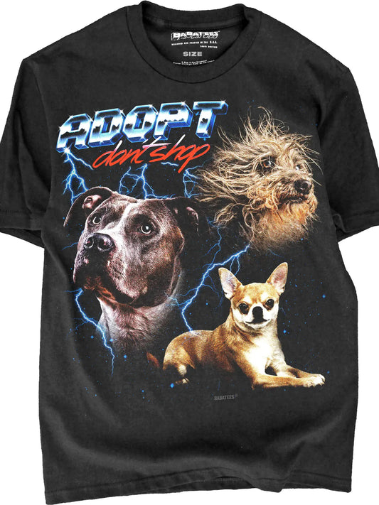 Adopt Don't Shop Tshirt 80s Epic Style