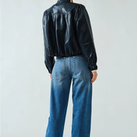 Super Soft Bobble Hem Vegan Leather Jacket