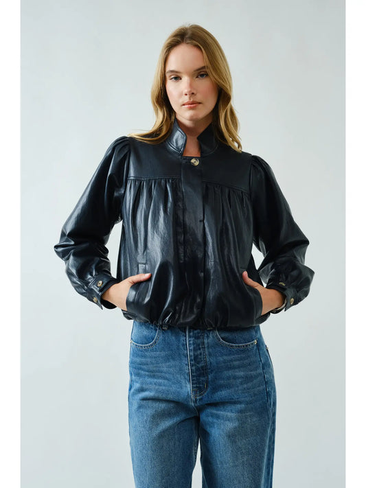 Super Soft Bobble Hem Vegan Leather Jacket