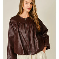 Balloon Bomber Vegan Leather Jacket