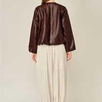 Balloon Bomber Vegan Leather Jacket